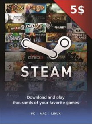 Steam Gift Card 5 USD - Steam Key - For USD Currency Only