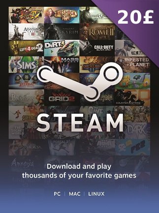 Steam Gift Card 20 GBP - Steam Key - For GBP Currency Only